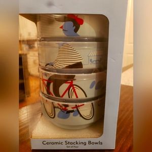 Kitsch N Glam Eiffel Tower Stacking Bowls Blue Kitsch Paris France Bicycle